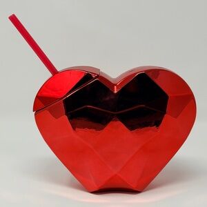 Red Heart Shaped Tumbler Cup Valentine’s Day Mug Coffee Wine Glass Drink Ware